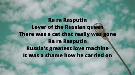 rasputin song with lyrics|rasputin song lyrics youtube.